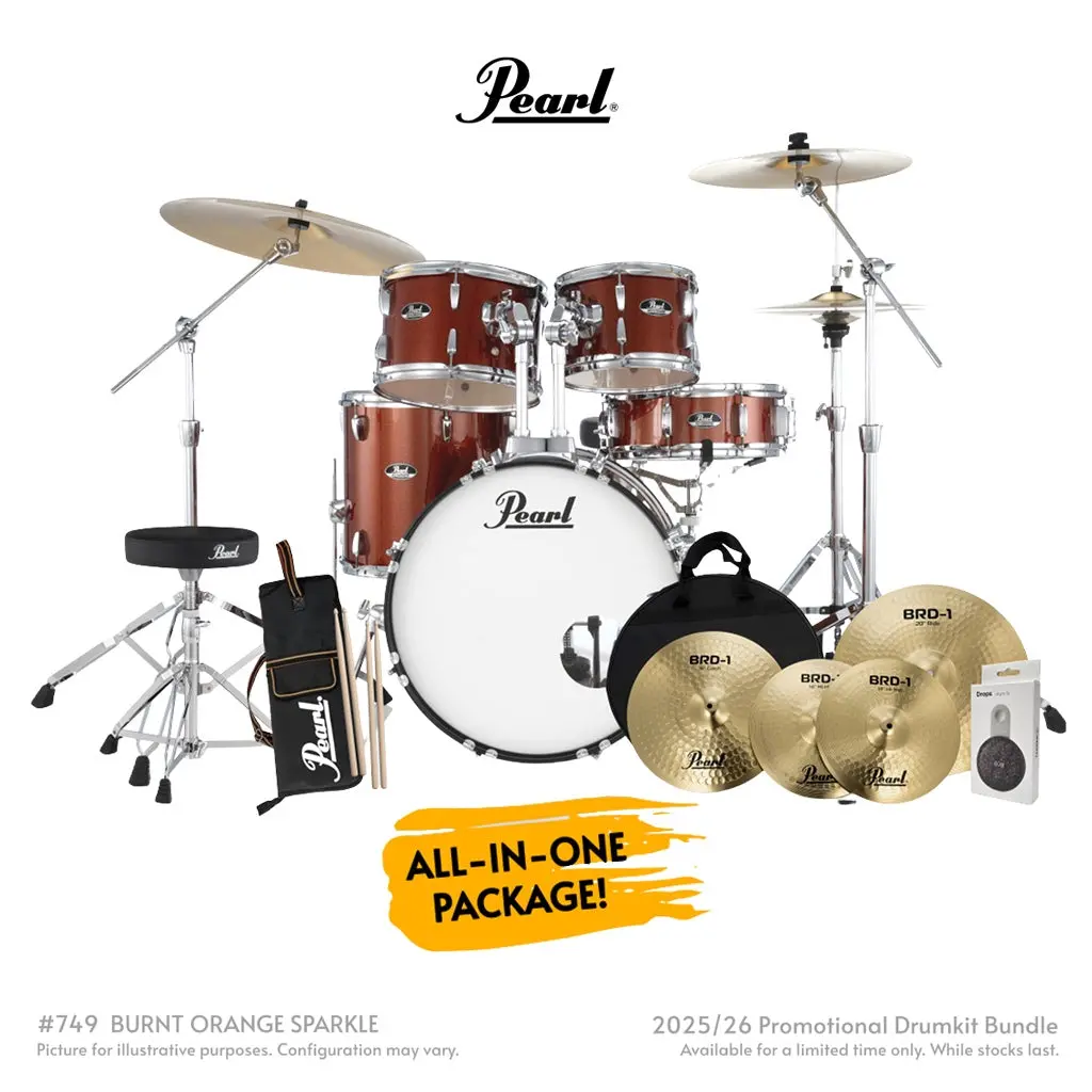 Pearl Roadshow-Plus 5Pc 20" With Brd-1 Cymbals Drum Package - Burnt Orange Sparkle 1