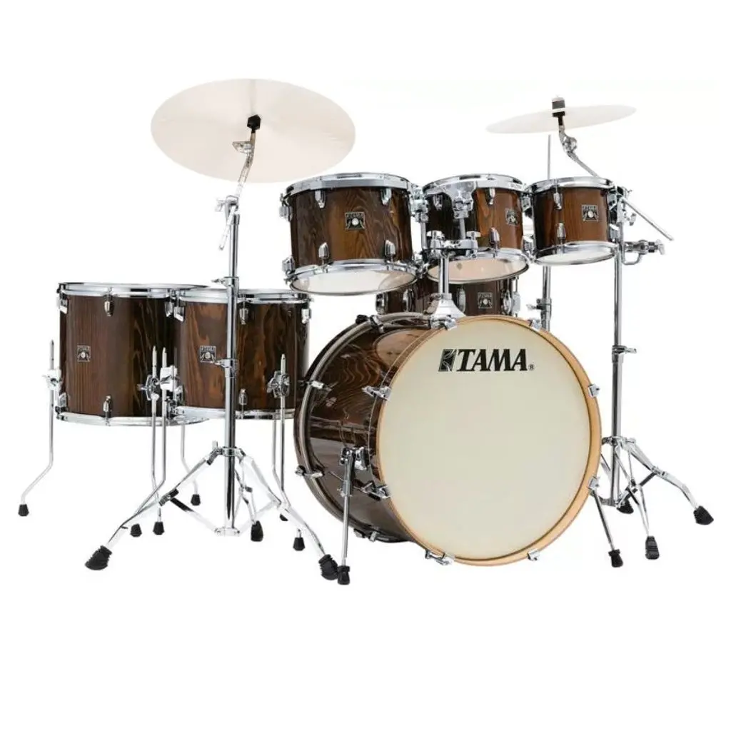Tama Cl72s Superstar Classic 7-Piece Shell Pack With 22" Bass Drum And Sm5w Hardware - Gloss Java Lacebark Pine 1