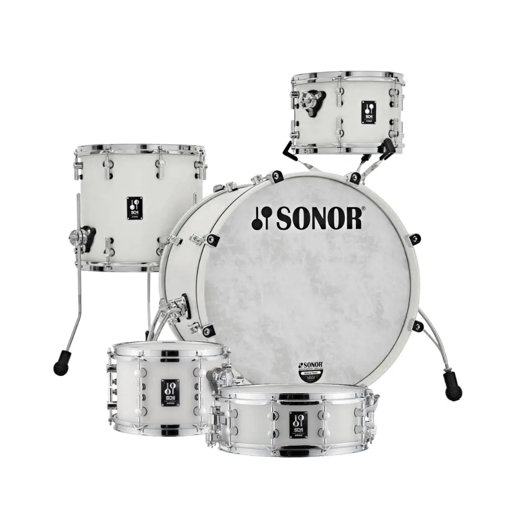 Sonor Sq1 20" 5-Piece Shell Pack (1007Tt, 1208Tt, 1413Ft, 2016Bd, 1405Sd) - Satin Pure White 1