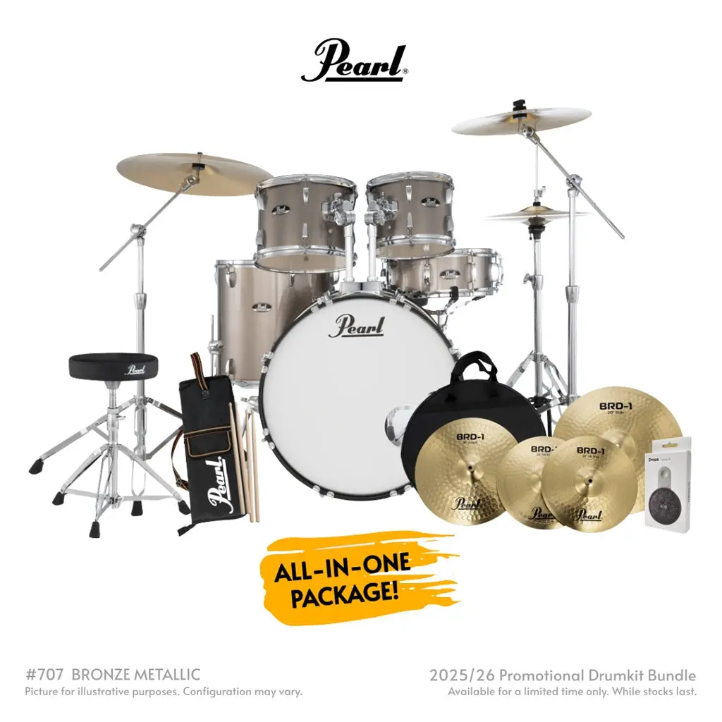 Pearl Roadshow-Plus 5Pc 22" Drum Package With Pearl Cymbals - Bronze Metallic 1