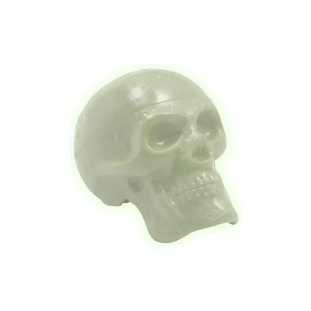 Trophy Beadbrain 2.5" Plastic Skull Shaker - Glow In The Dark 1