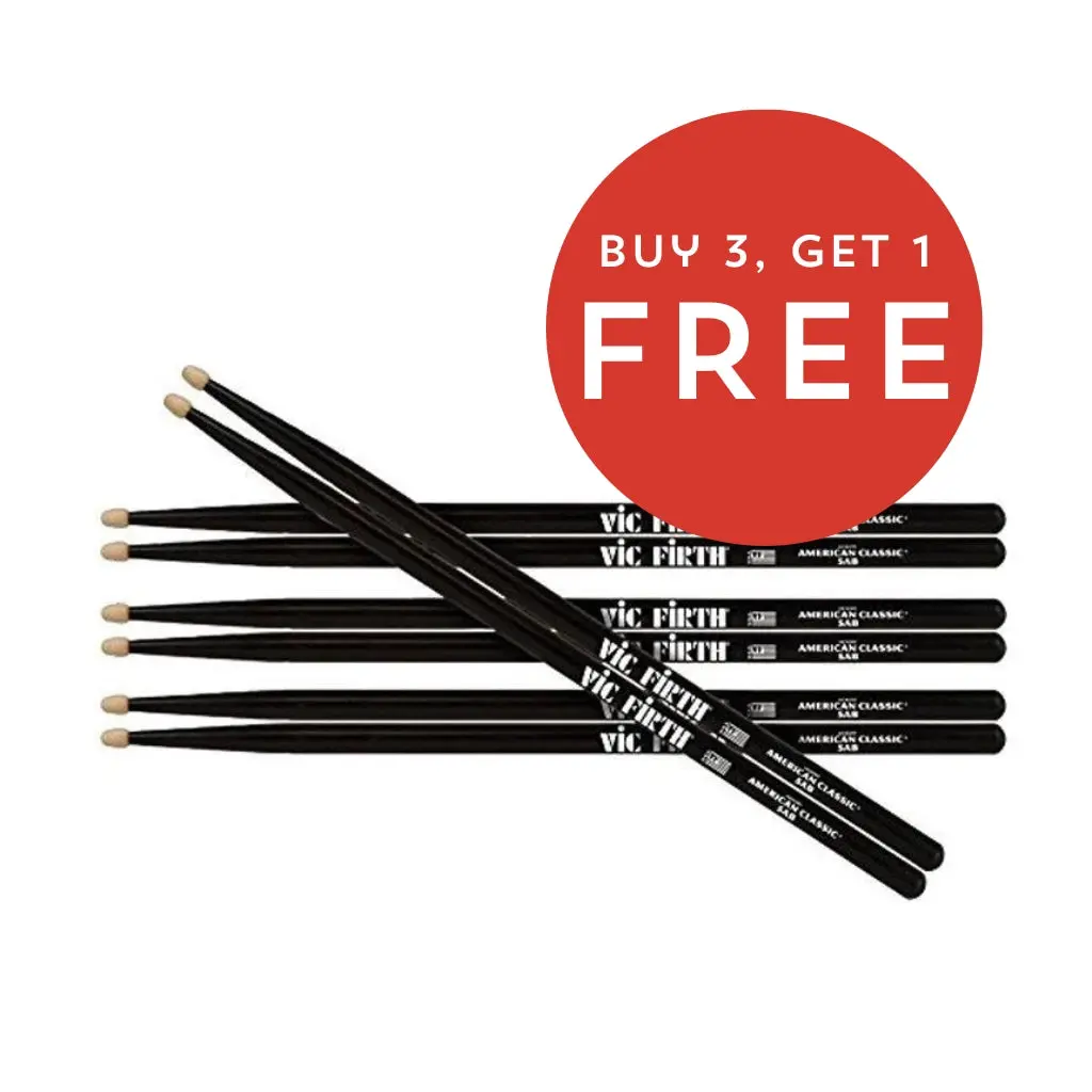 Vic Firth - Buy 3 Get 1 Free Pack - 5A Wood - Black 1