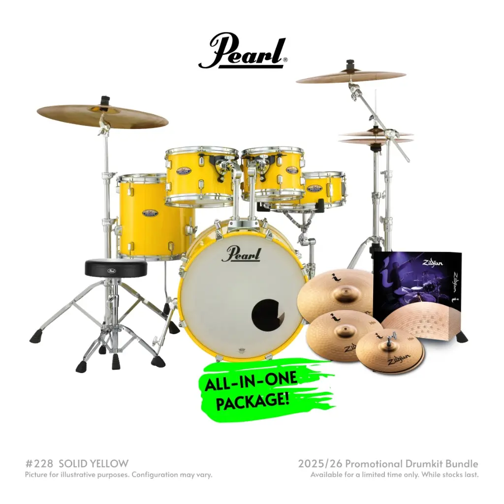 Pearl Decade Maple 5Pc 20" Fusion  Increda-Bundle Drum Kit - Solid Yellow 1