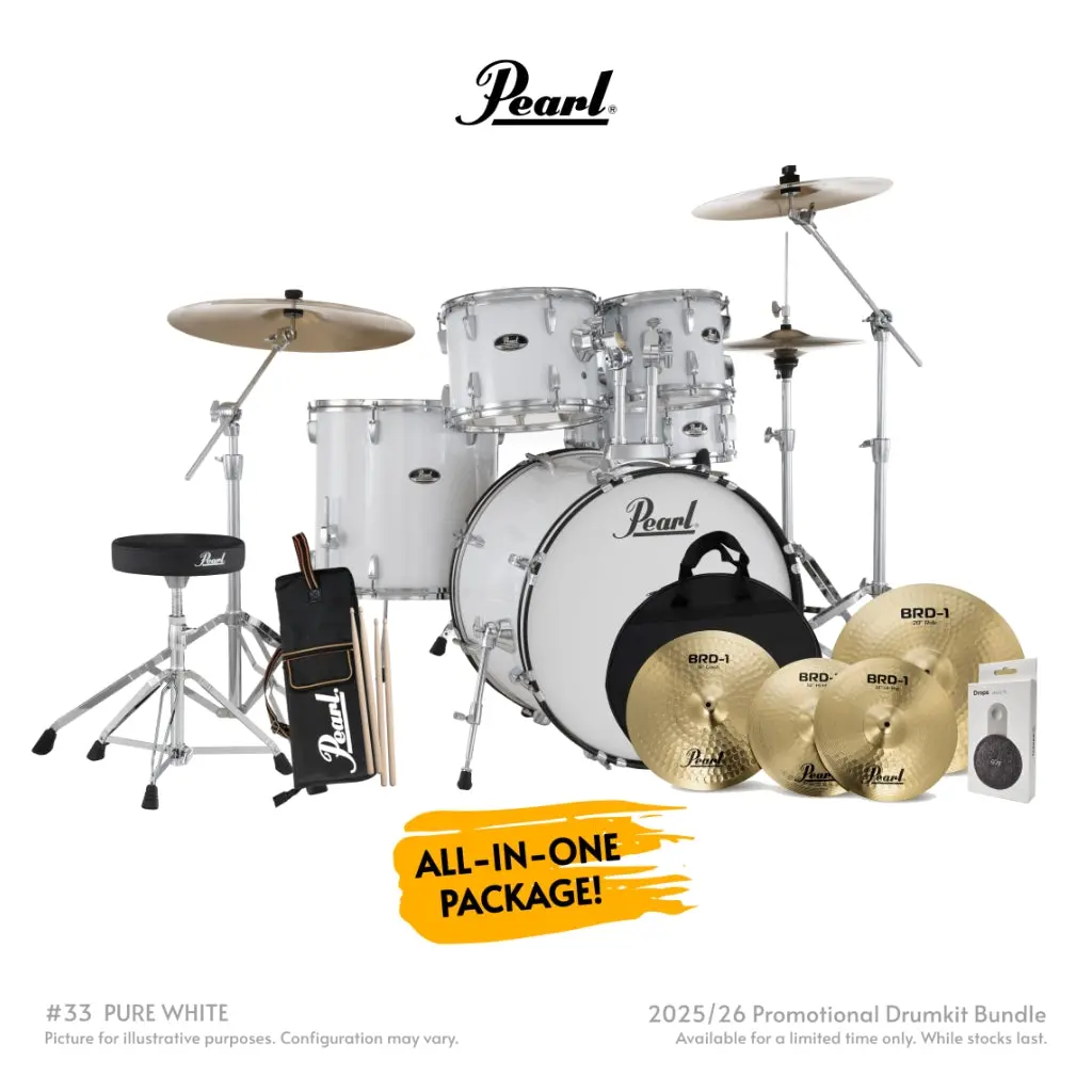 Pearl Roadshow-Plus 5Pc 22" Drum Package With Pearl Cymbals - Pure White 1
