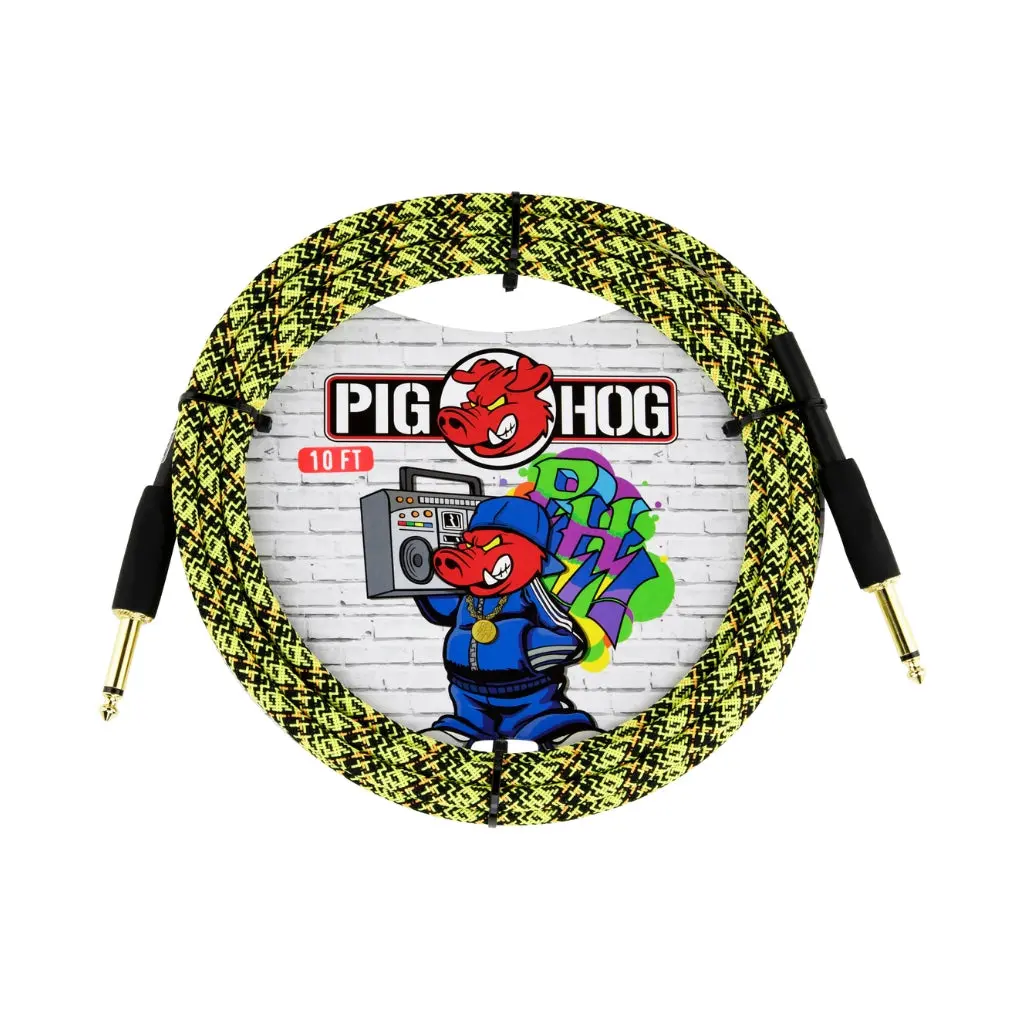 Pig Hog Instrument Cable - Graffiti Yellow, 10Ft 1