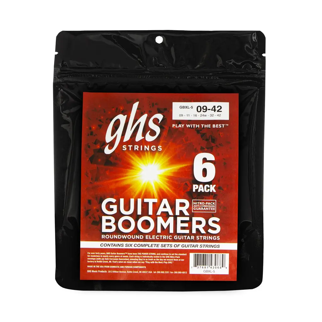 Ghs Gbxl 9-42 Boomers Electric Guitar String Pack Extra  - Light 6 Pack 1