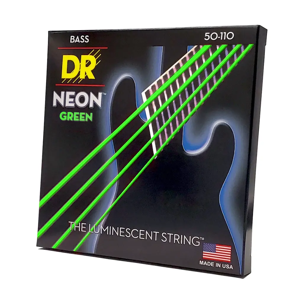 Dr Strings Hi-Def Neon Green K3 Coated Bass Guitar Strings - Heavy 50-110 1
