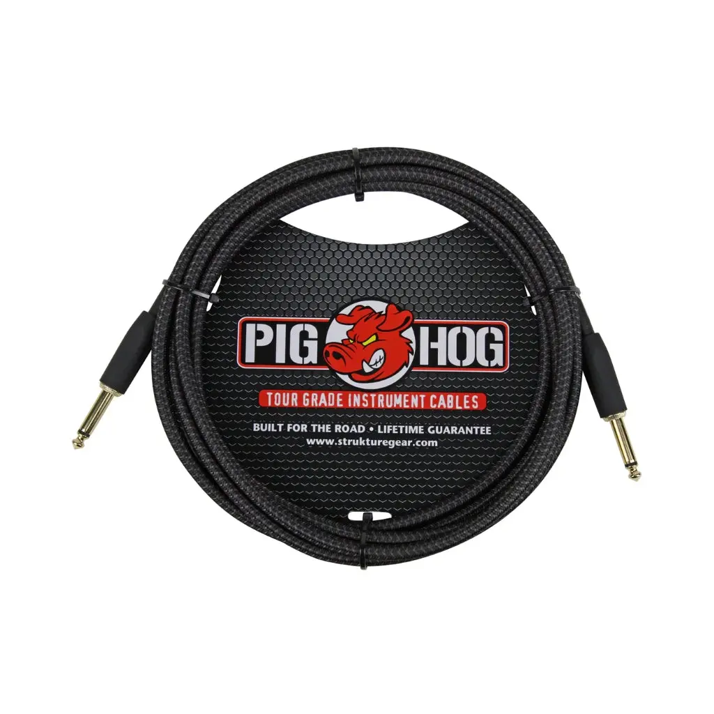 Pig Hog Tour Grade Instrument Cable - Black Woven, 10Ft 1
