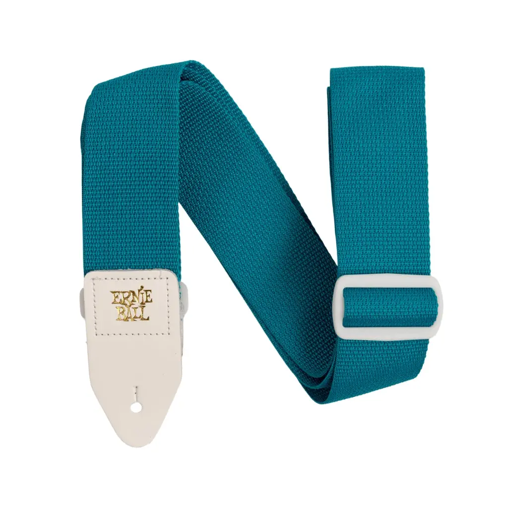 Ernie Ball Polypro Guitar Strap/Bass Strap - Teal W/ White 1