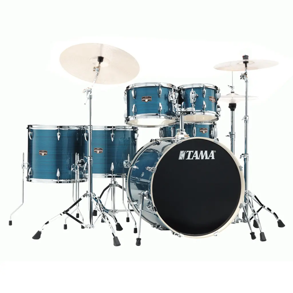 Tama Ip62h6w Imperialstar 6-Piece Complete Kit With 22" Bass Drum - Hairline Blue 1