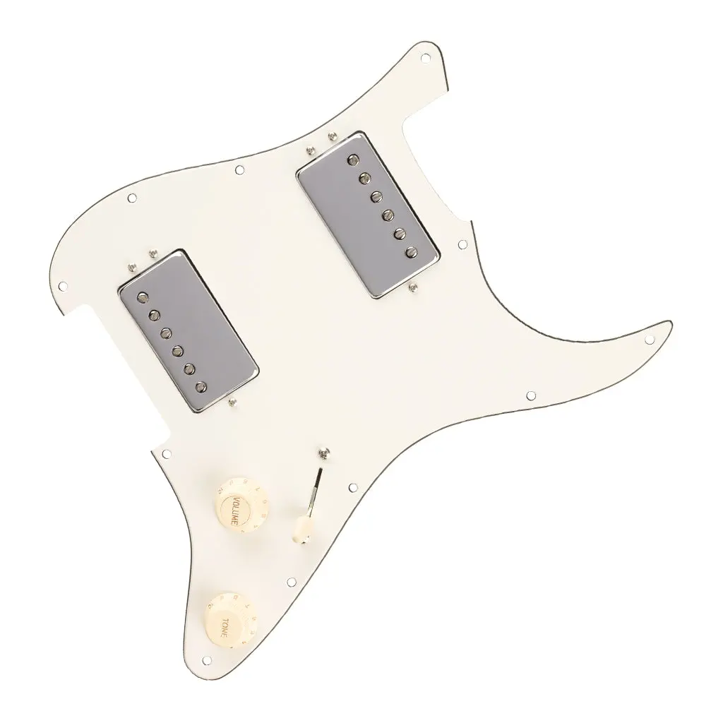 Fender Pre-Wired Strat Pickguard With Quadra Tap Hh Pickups - 11 Hole Parchment 1