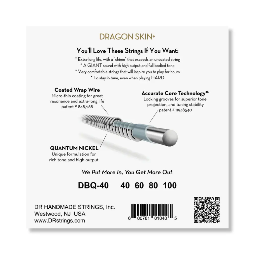 Dr Strings Dragon Skin+ Quantum Nickel Bass Strings - Light 40-100 2