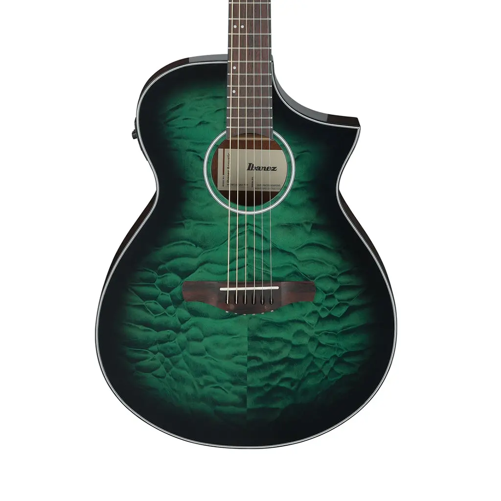 Ibanez Aewc16qa Acoustic Guitar W/Pickup - Transparent Emerald Burst High Gloss 1
