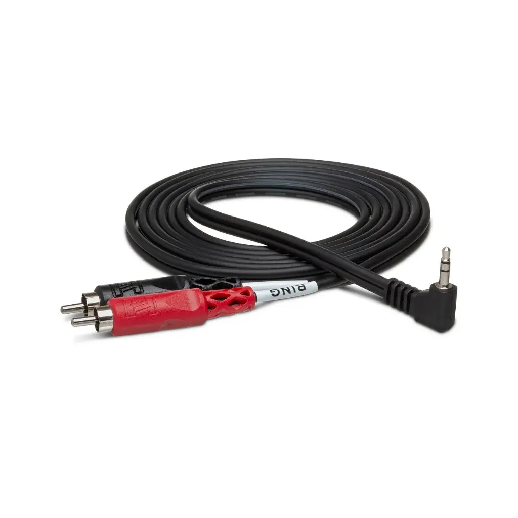 Hosa Technology Right-Angle 3.5Mm Trs To Dual Rca Stereo Breakout Cable 3Ft 1