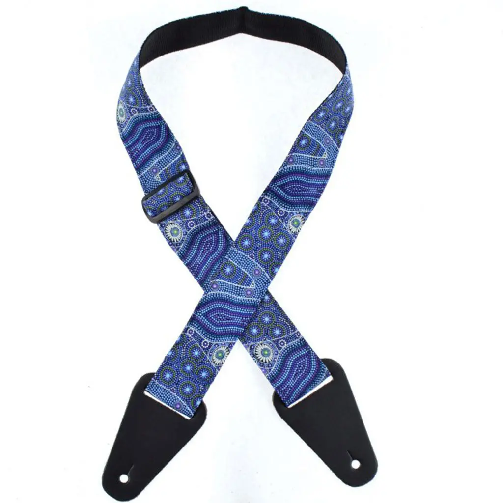 Colonial Leather Aboriginal Art Rag Strap - Bush Tomato & Waterhole Blue 1