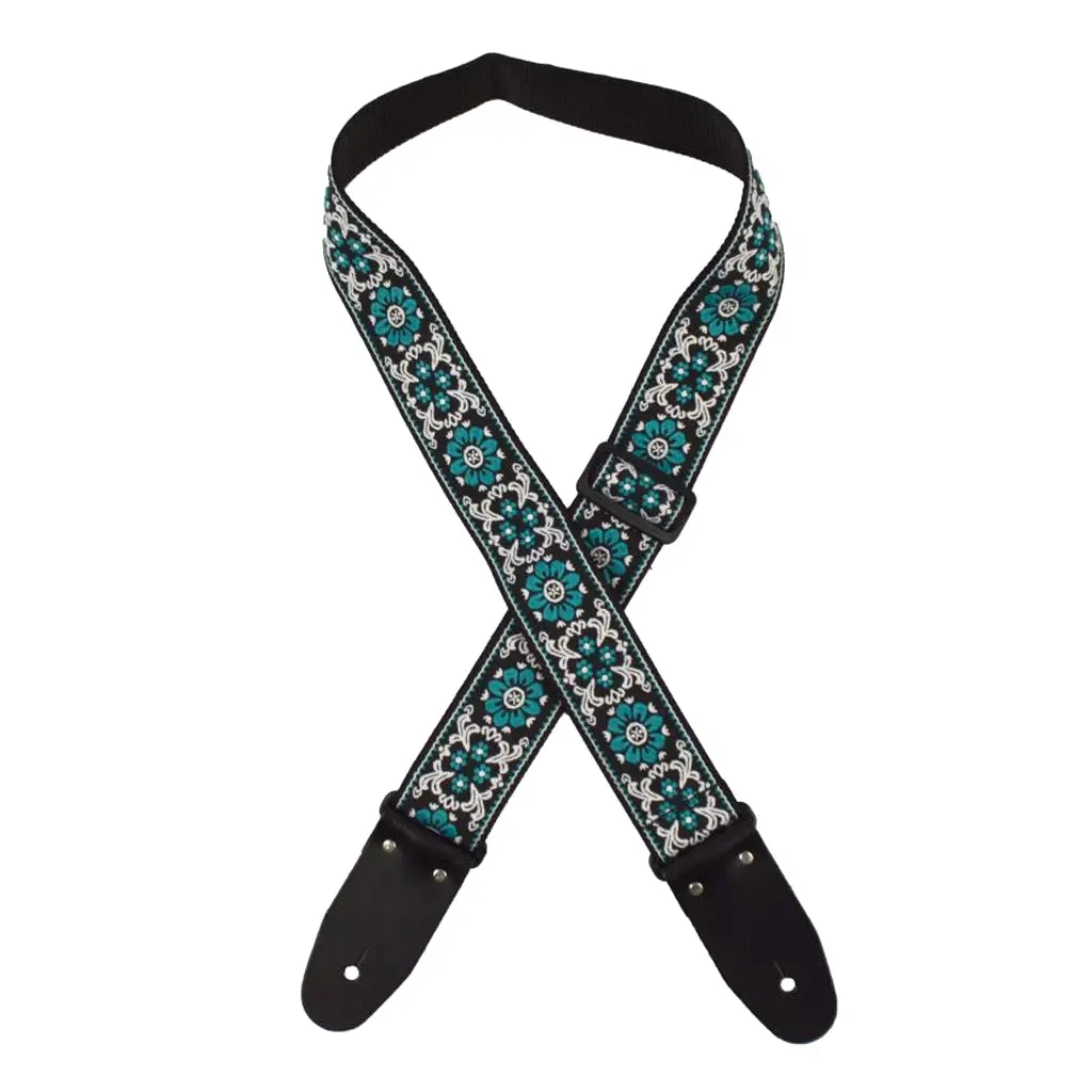Colonial Leather - Jacquard Rag Strap - Aqua Flower 1