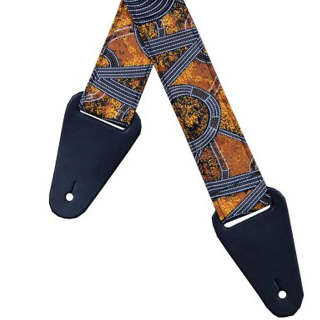 Colonial Leather - Aboriginal Art Guitar Strap – Bush Plum Gold 1