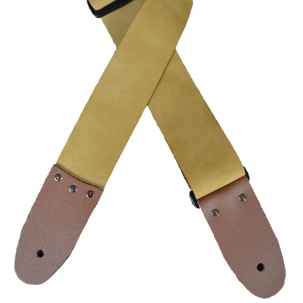 Colonial Leather - 2″ Soft Leather Slide Adjustable Guitar Strap - Tan 1