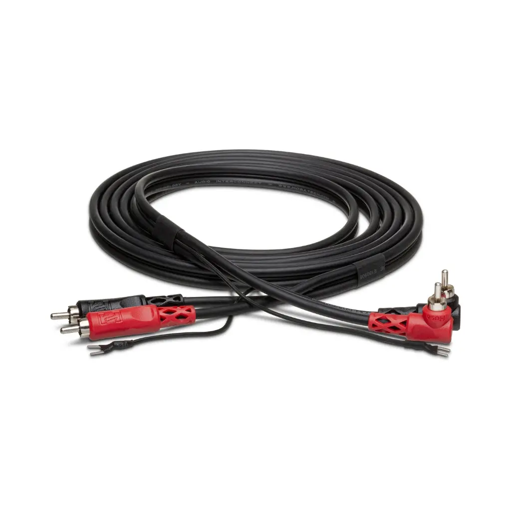 Hosa Technology Dual Rca To Dual Right-Angle Rca With Ground Wire Stereo Interconnect Cable 1M 1