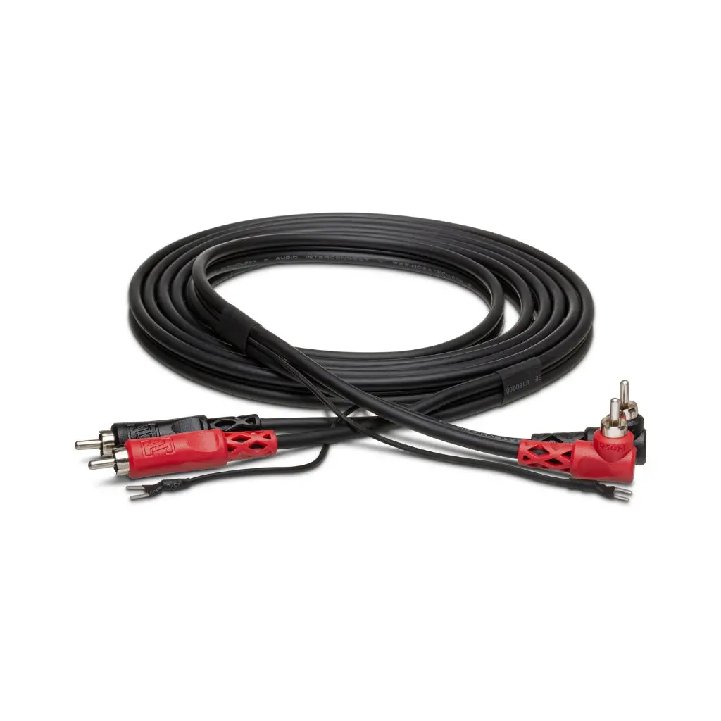 Hosa Technology Dual Rca To Dual Right-Angle Rca With Ground Wire Stereo Interconnect Cable 2M 1