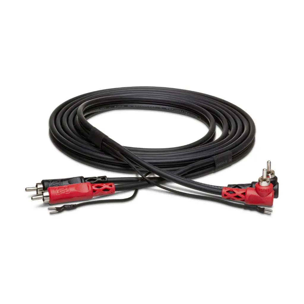 Hosa Technology Dual Rca To Dual Right-Angle Rca With Ground Wire Stereo Interconnect Cable 3M 1