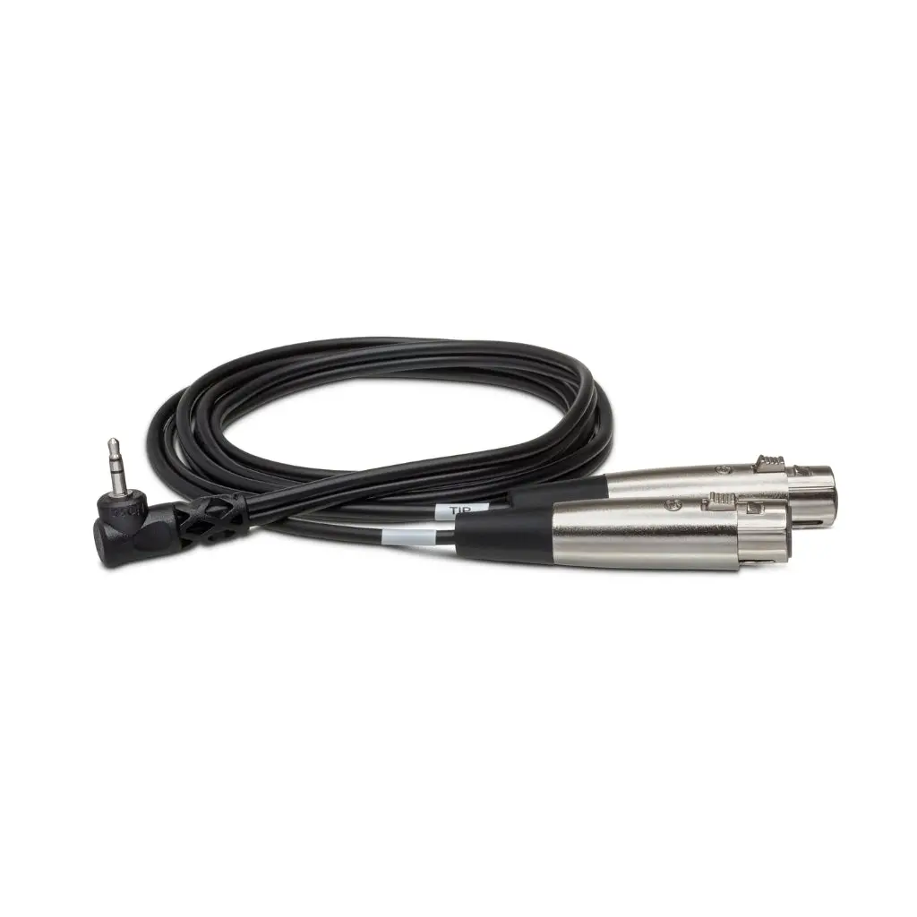 Hosa Technology Dual Xlr3f To Right-Angle 3.5 Mm Trs Microphone Cable 1Ft 1