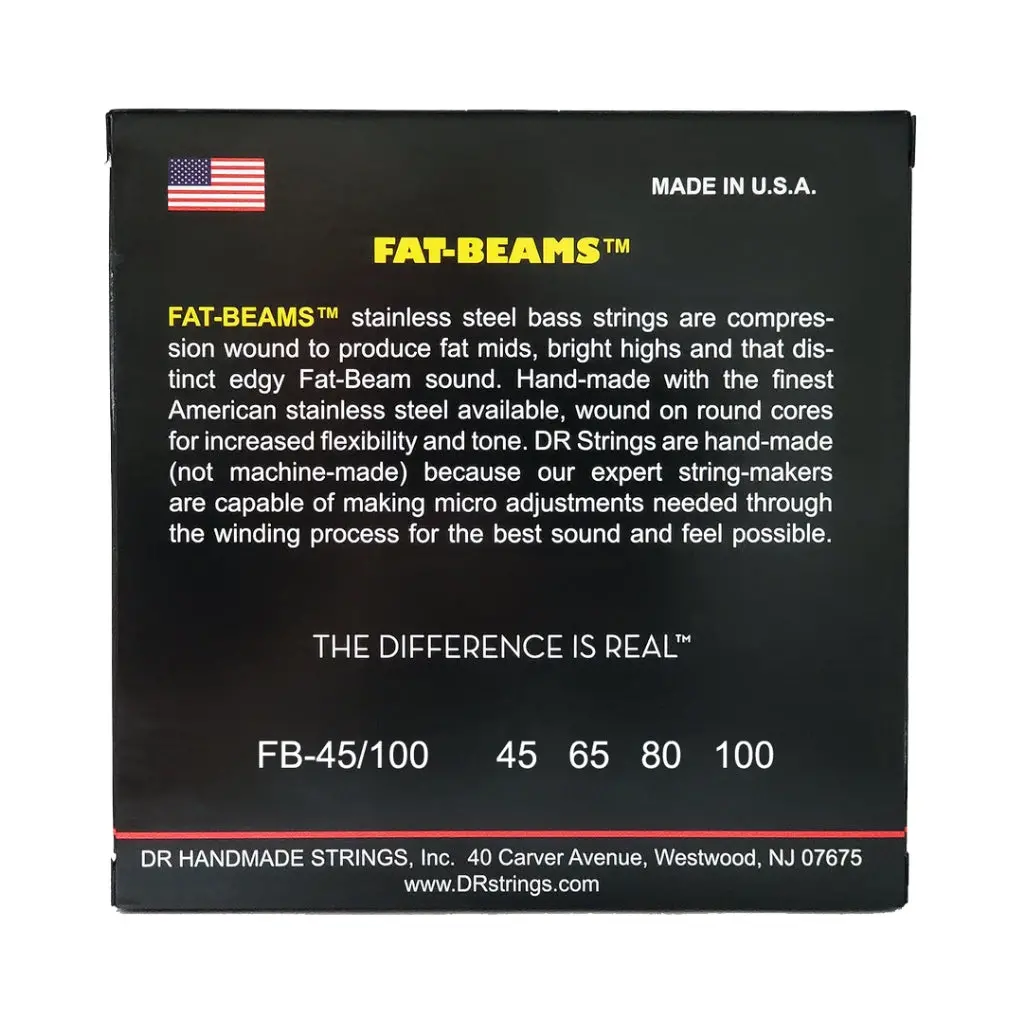 Dr Fat-Beams Stainless Steel Bass Guitar Strings - Light To Medium 45-100 2