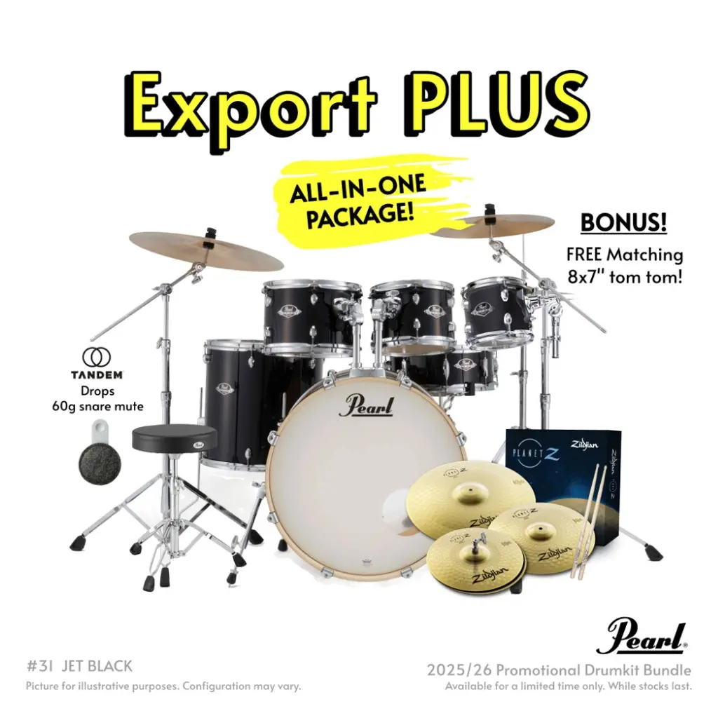 Pearl Export Plus 5Pc 22" Fusion Drum Kit With Zildjian Cymbals - Jet Black 1