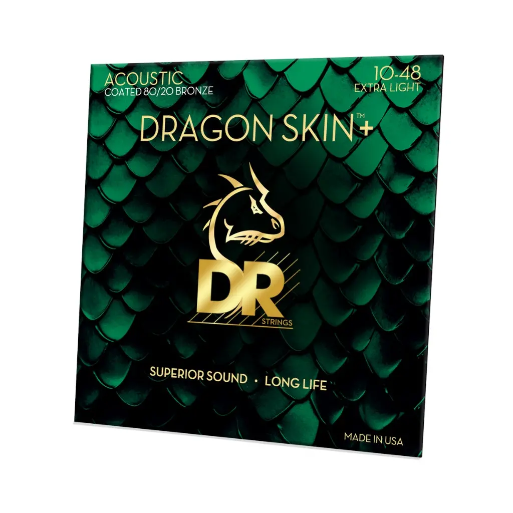 Dr Strings Dragon Skin+ 80/20 Bronze Acoustic Guitar String - Extra Light 10-48 1