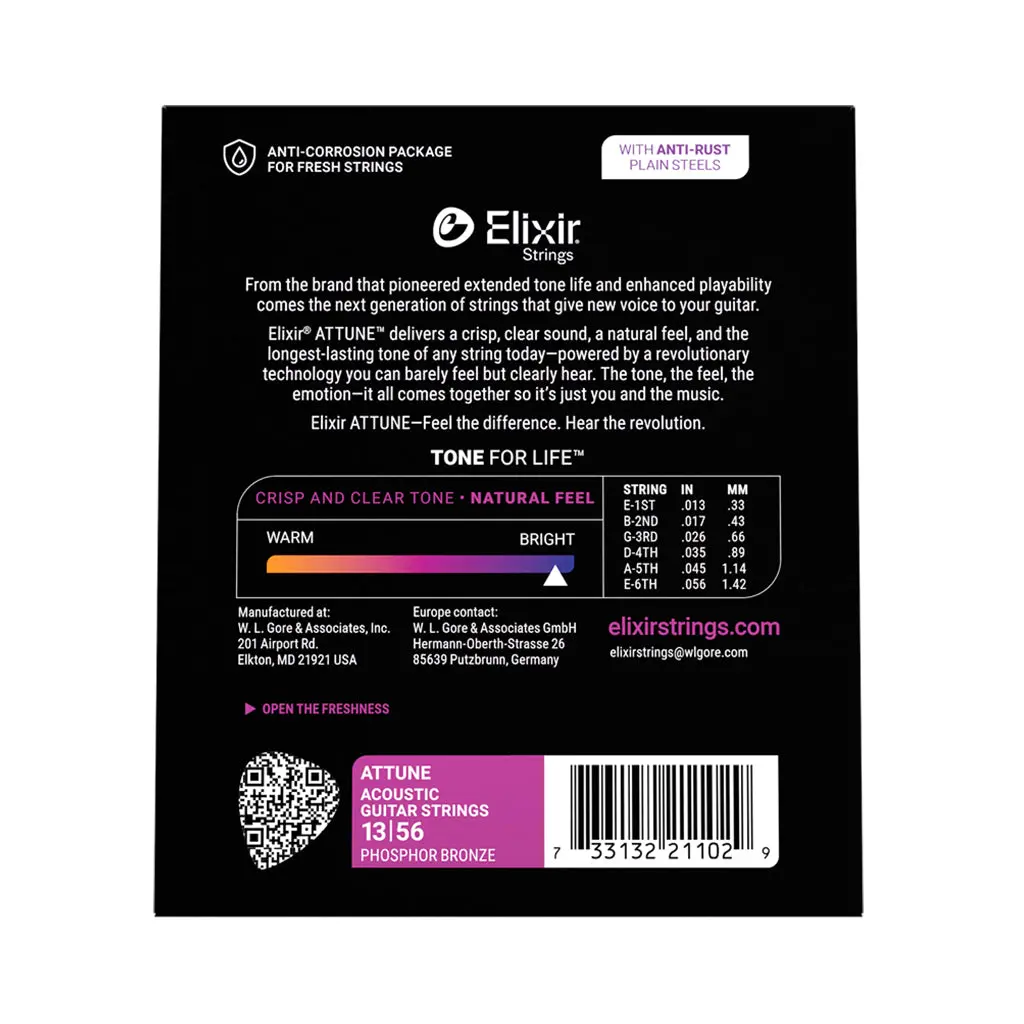Elixir Attune Phosphor Bronze 13-56 Acoustic Guitar Strings - Medium 2