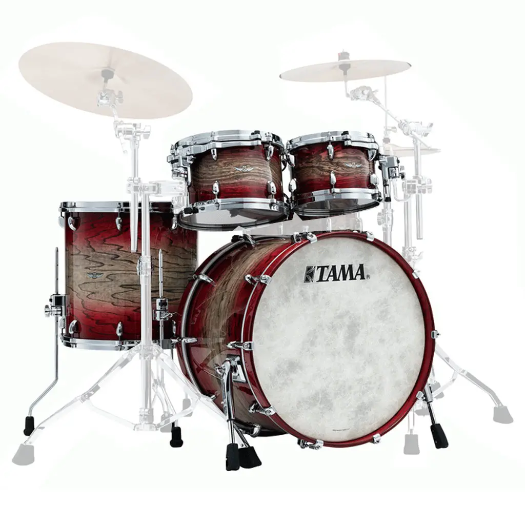 Tama Tw42rzsa Star Walnut 4-Piece Shell Pack With 22" Bass Drum - Garnet Japanese Sen Burst (No Hardware Included) 1
