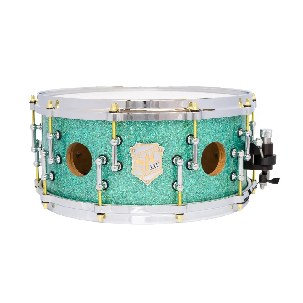 Sjc Custom Drums Xxv Anniversary 6.5X14" 25Ply Maple - Turquoise Glass Glitter 1