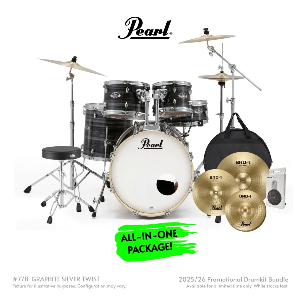 Pearl Export Plus 5Pc 20" Fusion Drum Kit With Brd-1 Cymbals - Graphite Silver Twist 1