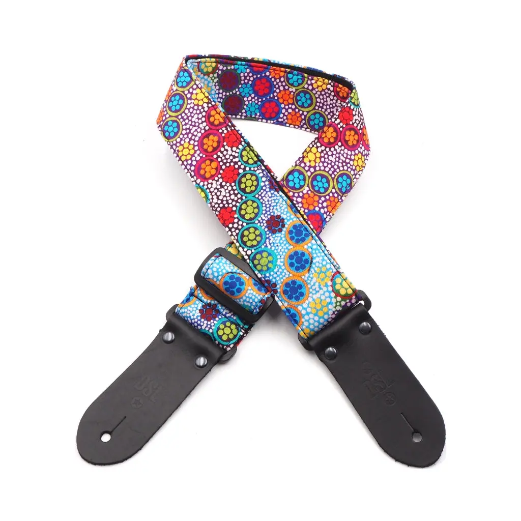 Dsl 2" Indigenous Handmade Fabric Guitar Strap - Native Seed Dreaming 1