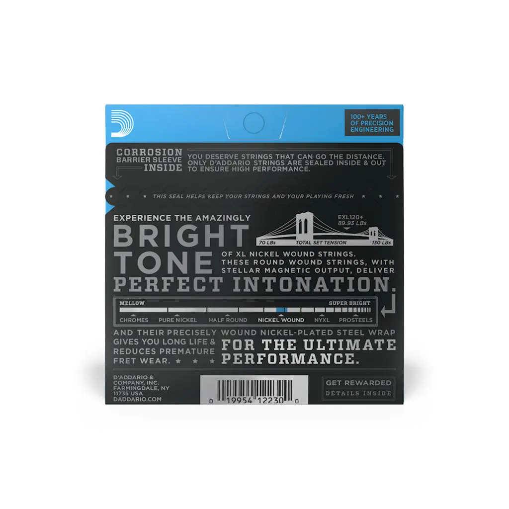 D'addario Exl120+ Nickel Wound Electric Guitar Strings 9.5-44 Super Light Plus 2