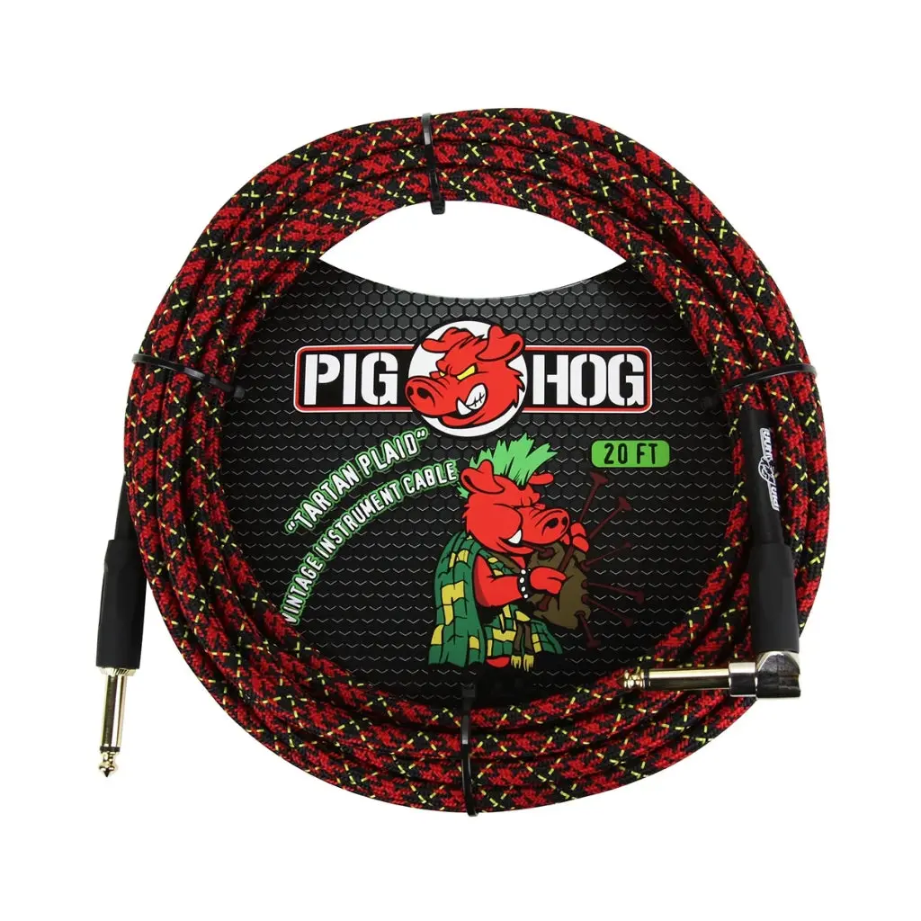 Pig Hog Vintage Instrument Cable - Tartan Plaid, 20Ft Right Angle To Straight 1