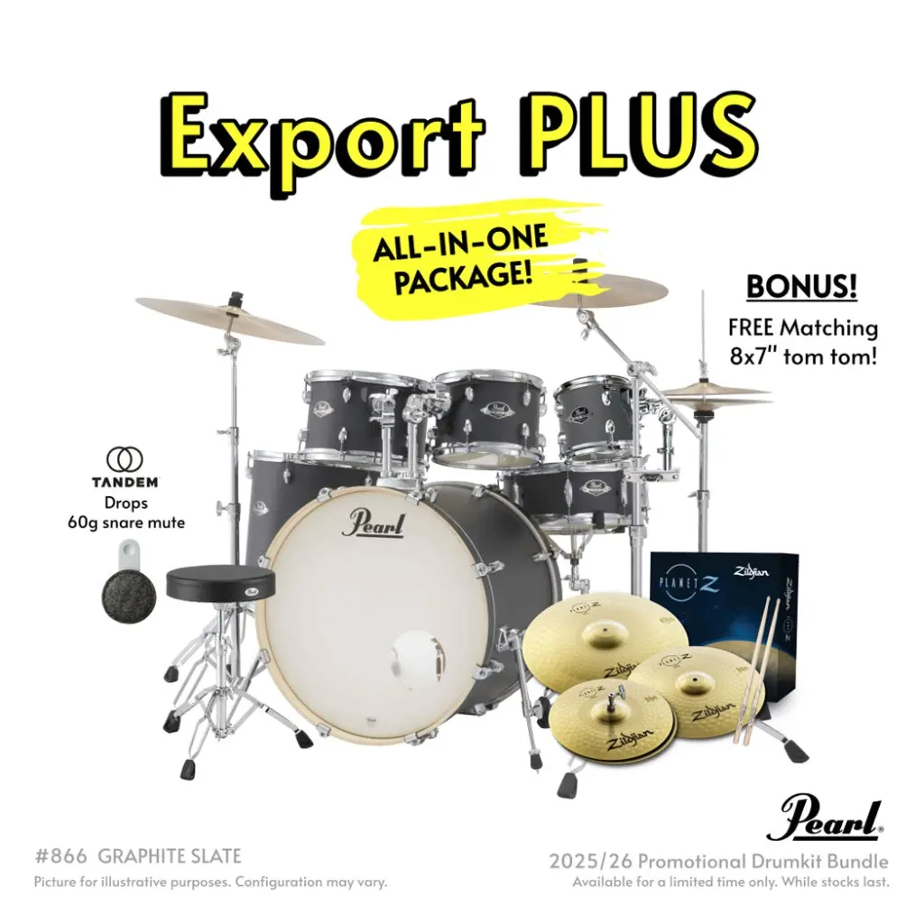 Pearl Export Plus 5Pc 22" Fusion Plus Drum Kit With Zildjian Cymbals - Graphite Slate 1