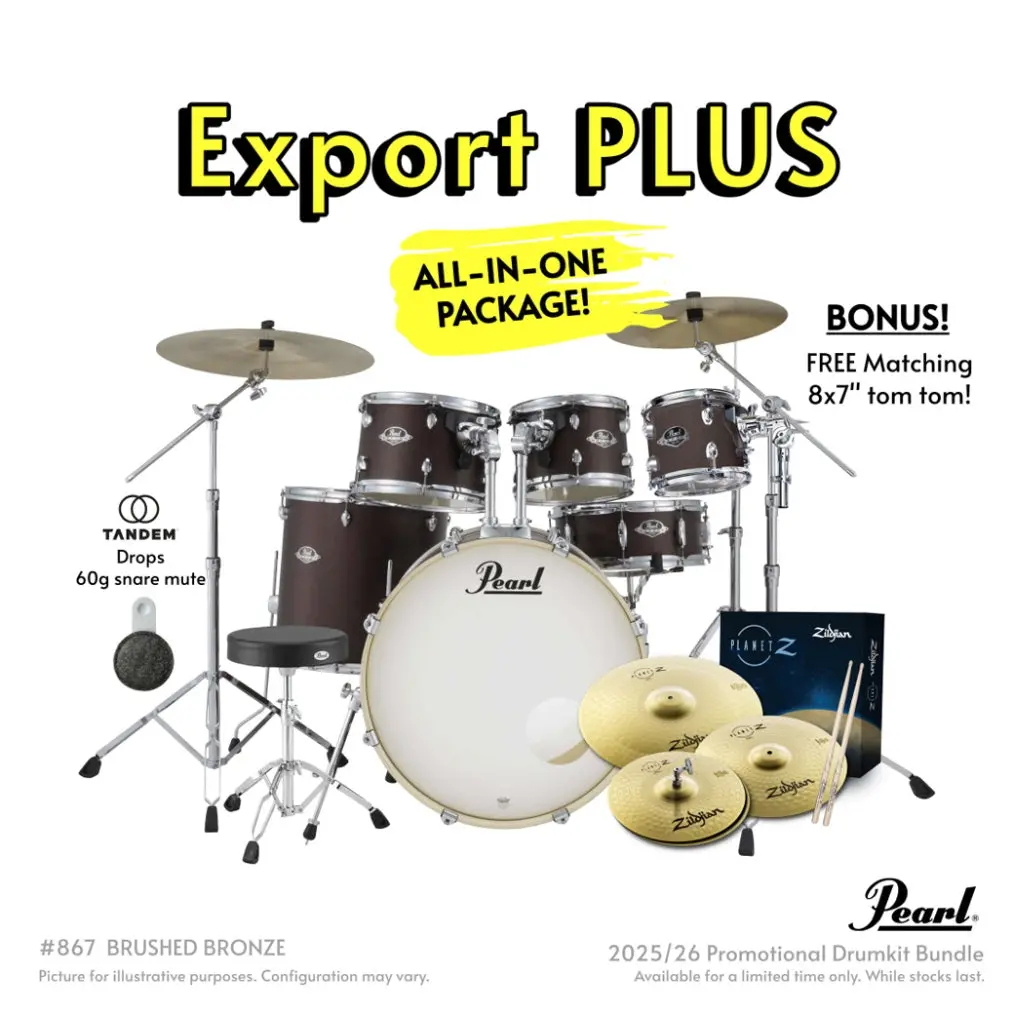 Pearl Export Plus 5Pc 22" Fusion Plus Drum Kit With Zildjian Cymbals - Brushed Bronze 1