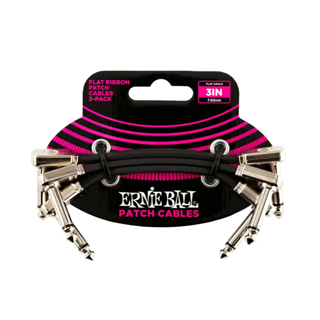 Ernie Ball 3” Flat Ribbon Patch Cable 3-Pack 1
