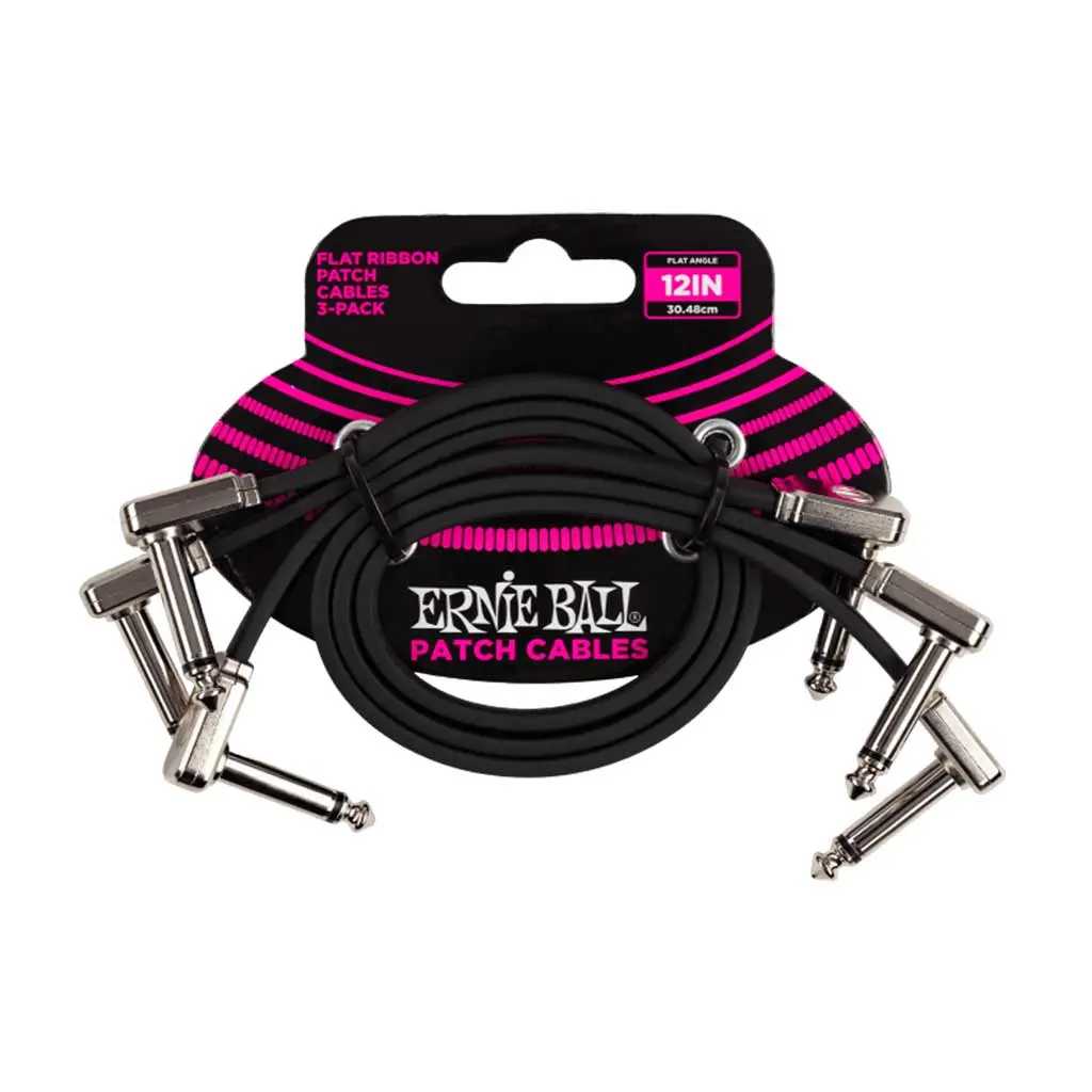Ernie Ball 12” Flat Ribbon Patch Cable 3-Pack 1