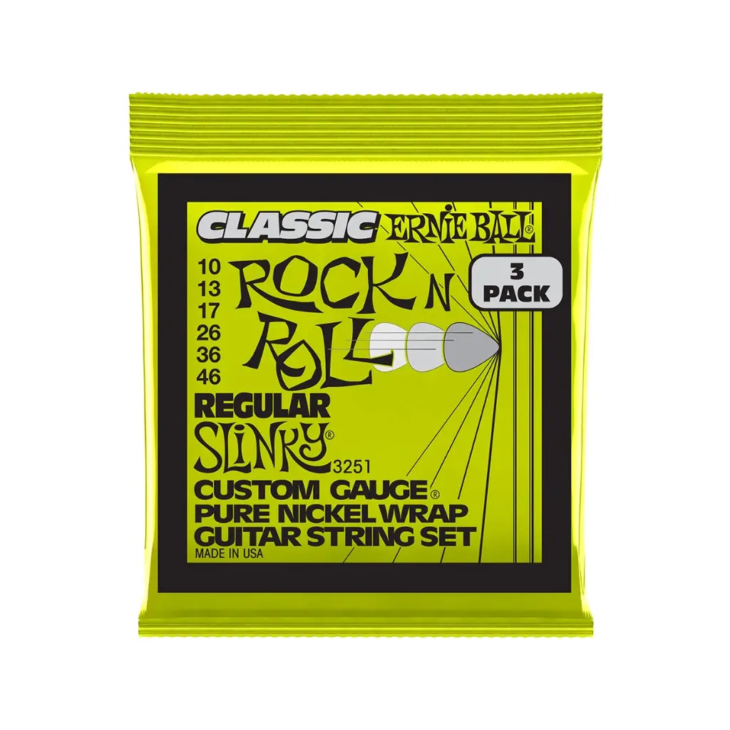 Ernie Ball Regular Slinky Classic Rock N Roll Pure Nickel 10-46 Electric Guitar Strings - 3 Pack 1