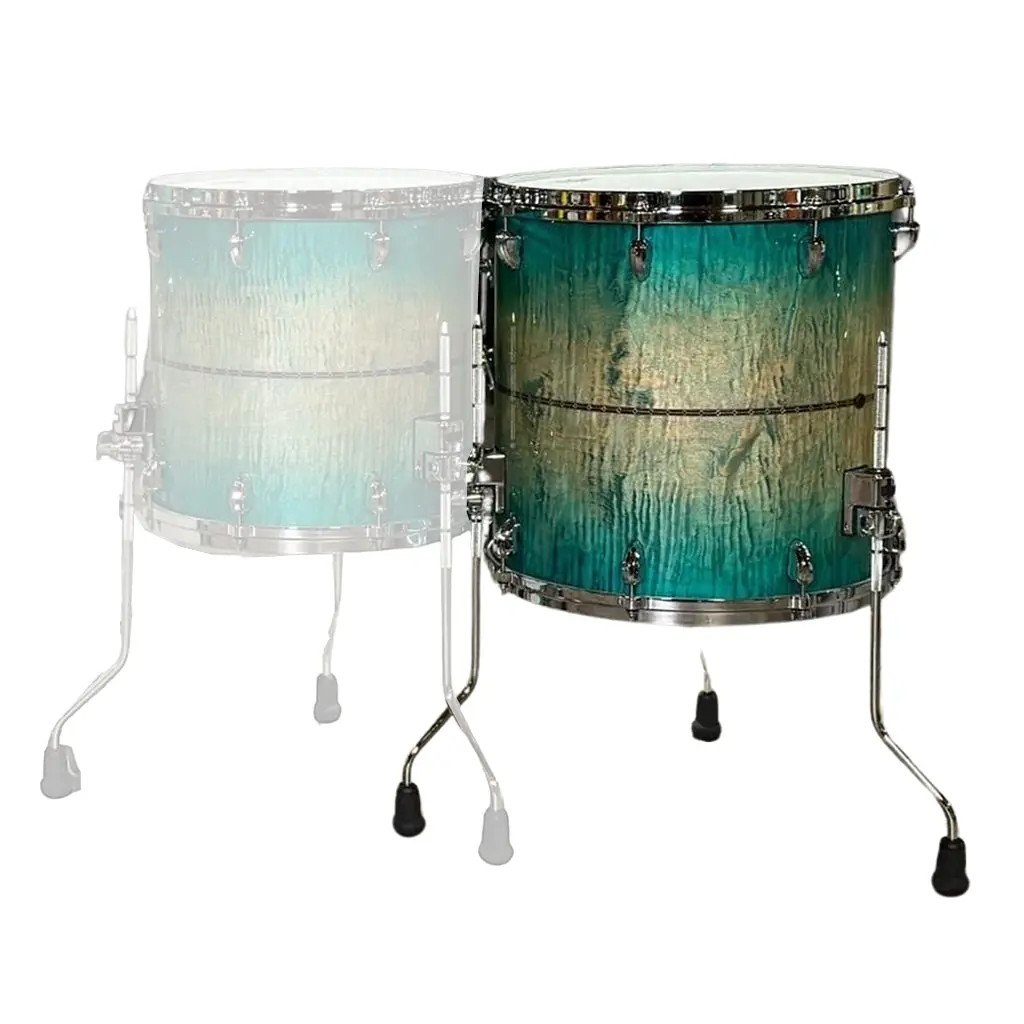 Tama Tmf1616srecb Star Maple Floor Tom - 16 Inches - Emerald Sea Curly Maple Burst 1