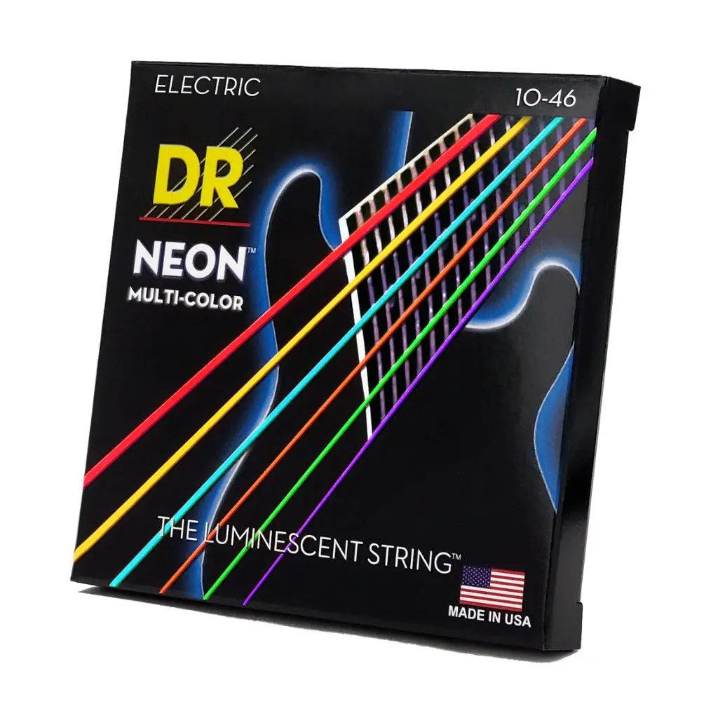 Dr Hi-Def Neon Multi-Color K3 Coated Electric Guitar Strings - Medium 10-46 1