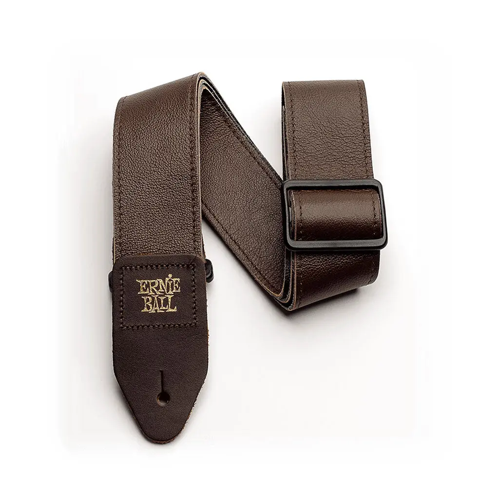 Ernie Ball 2 Inch Tri-Glide Italian Leather Strap, Brown 1