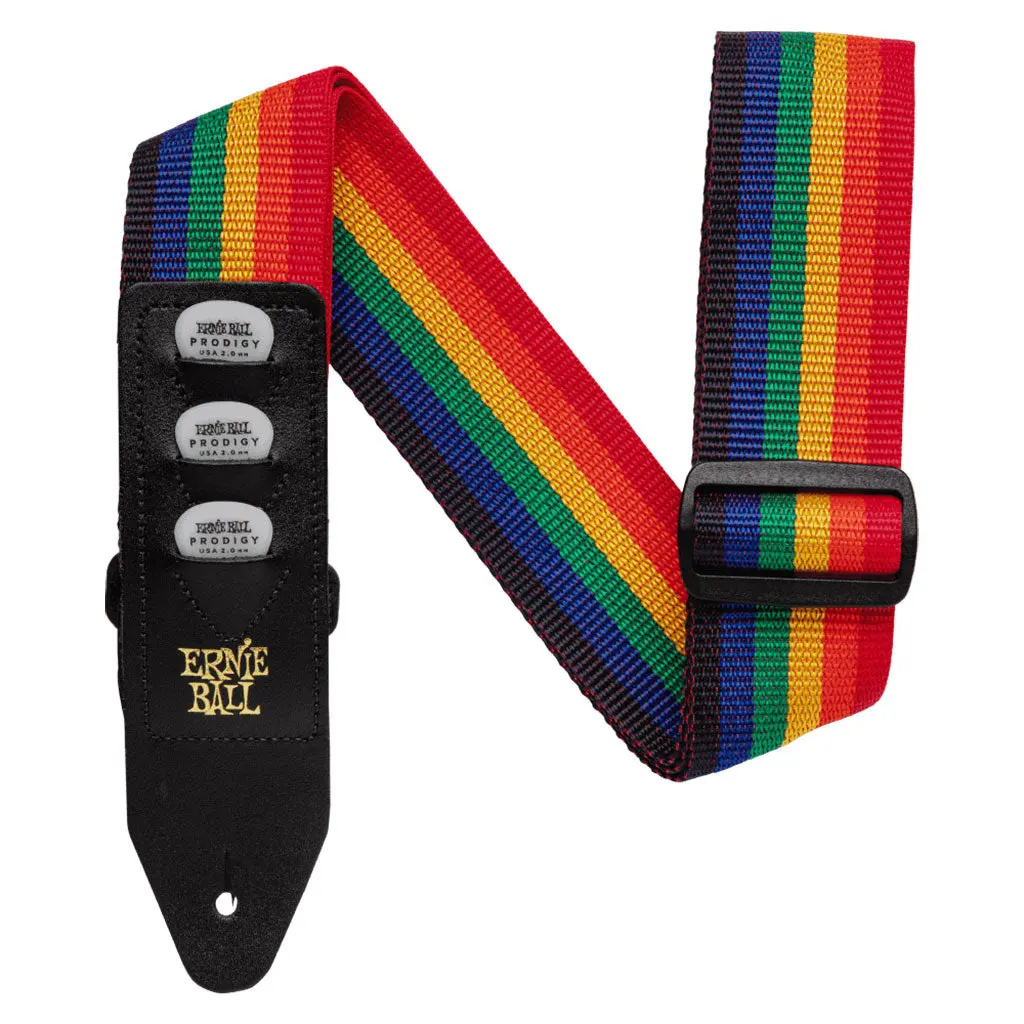 Ernie Ball Pickholder Polypro Strap, Rainbow 1