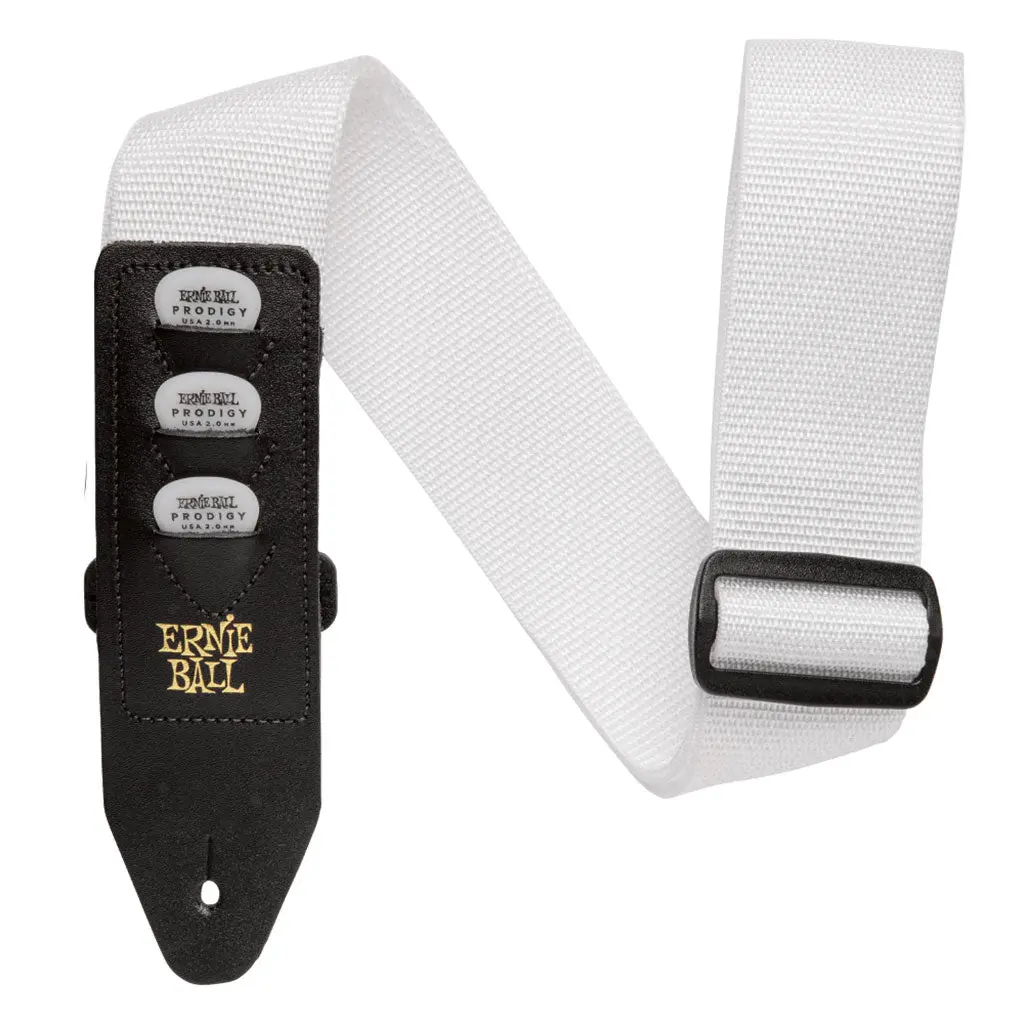 Ernie Ball Pickholder Polypro Strap - White 1