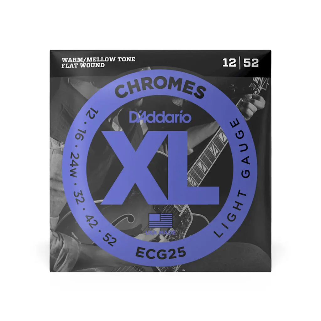 D'addario - Ecg25 - Chrome Jazz Light 12-52 Flat Wound - Electric Guitar Strings 1