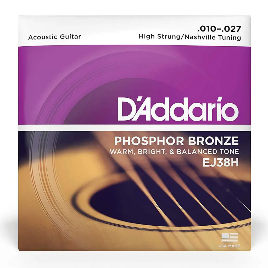 D'addario Phosphor Bronze Acoustic Guitar Strings | High Strung/Nashville Tuning 1