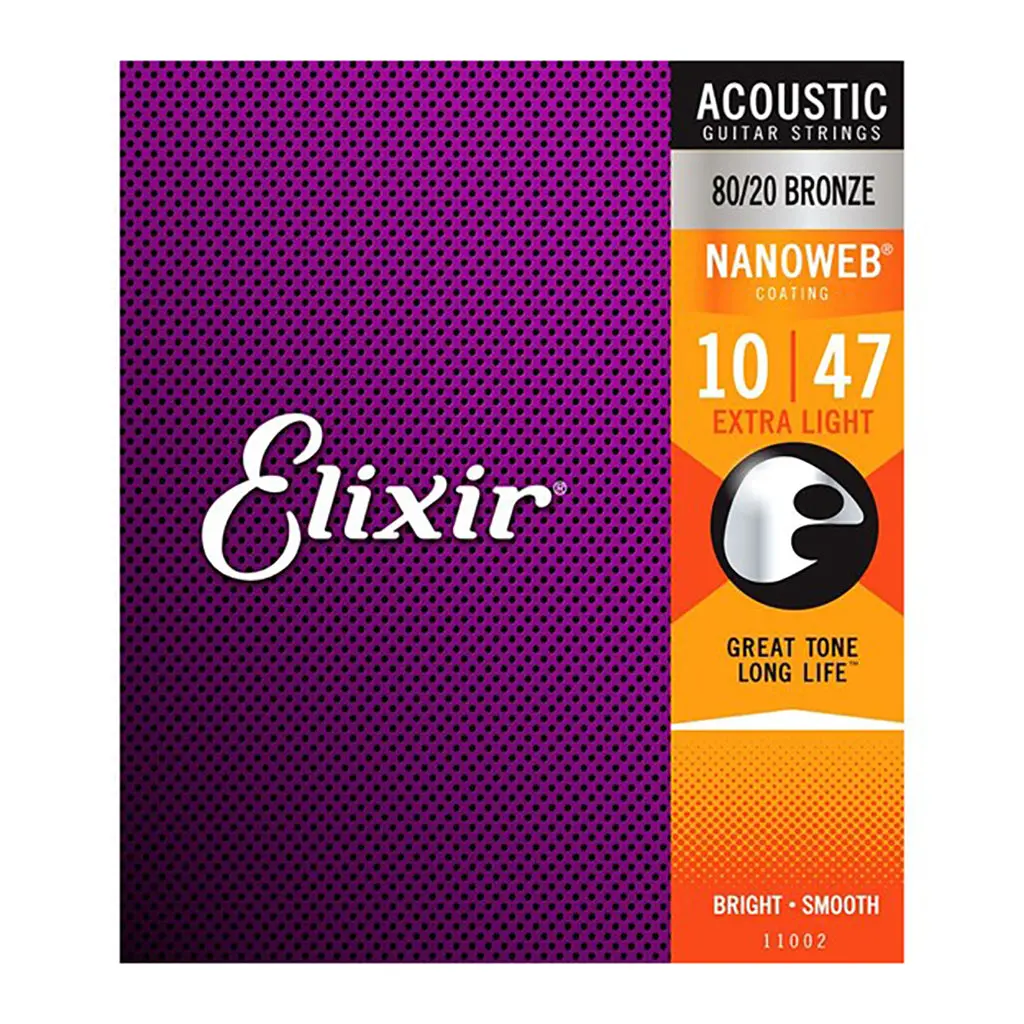 Elixir 11002 - Nanoweb 80/20 Extra Light 10-47 Acoustic Guitar Strings 1