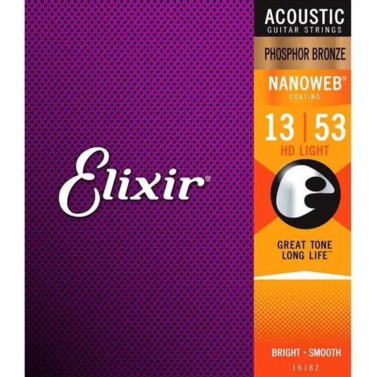Elixir 16182 - Nanoweb Phosphor Bronze Hd Light 13-53 Acoustic Guitar Strings 1